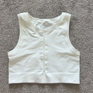 Aerie Offline Seamless Macrame Longline Sports Bra- White